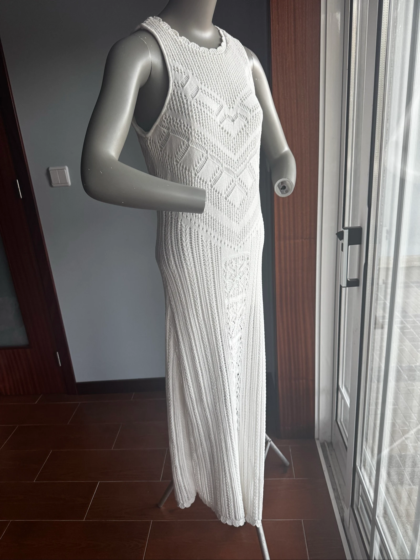 Vestido blanco de punto Springfield L – 100% Algodón – Usado 1 vez – photo 2